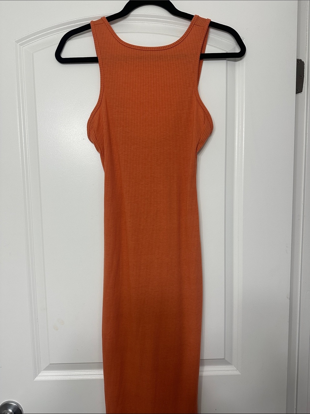 Ribbed Tank Midi Dress - Orange